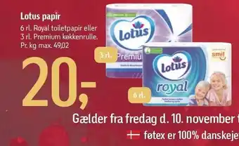 Føtex Lotus papir tilbud