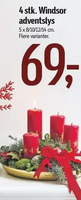 Føtex 4 stk. windsor adventslys tilbud