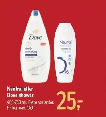 Føtex Neutral eller dove shower tilbud