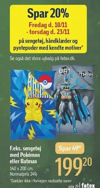 Føtex Spar 20% på sengetøj, håndklæder og pyntepuder med kendte motiver tilbud