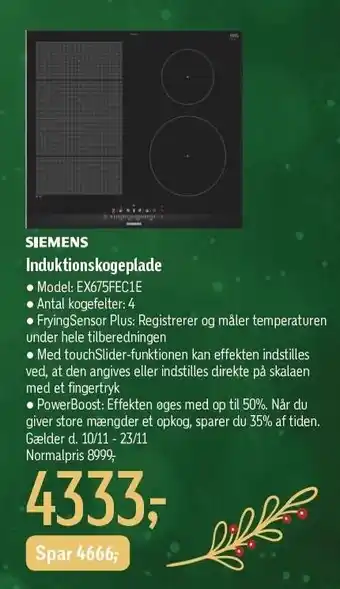 Føtex Siemens induktionskogeplade tilbud