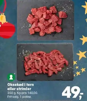 Oksekød i tern eller strimler