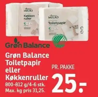SPAR Grøn balance toiletpapir eller køkkenruller tilbud