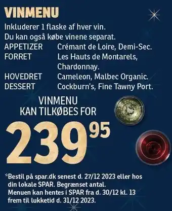 SPAR Vinmenu tilbud