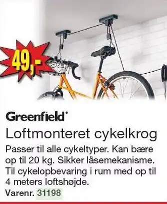 Loftmonteret cykelkrog