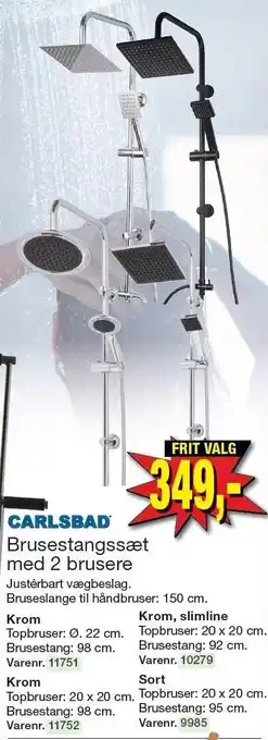 Harald Nyborg Brusestangssæt med 2 brusere tilbud