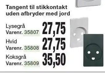 Harald Nyborg Tangent til stikkontakt uden afbryder med jord tilbud