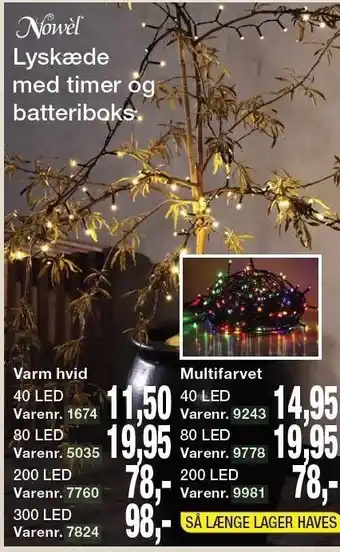 Lyskæde med timer og batteriboks