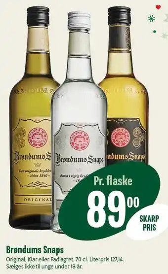 Min Købmand Brøndums snaps tilbud