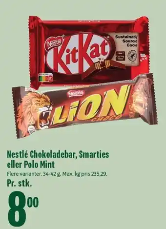 Min Købmand Nestlé chokoladebar, smarties eller polo mint tilbud