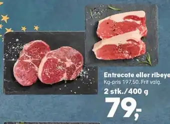 Entrecote eller ribeye 2 stk