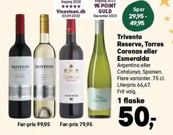 SuperBrugsen Trivento reserve, torres coronas eller esmeralda tilbud