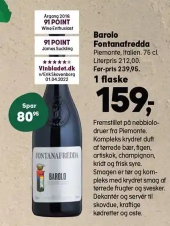 SuperBrugsen Barolo fontanafredda tilbud