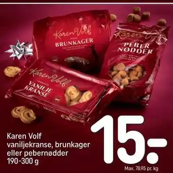 Karen volf vaniljekranse, brunkager eller pebernødder