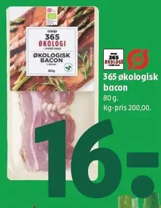 Coop 365 365 økologisk bacon tilbud