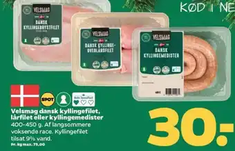 Netto Velsmag dansk kyllingefilet, lårfilet eller kyllingemedister tilbud