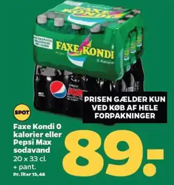 Netto Faxe Kondi 0 kalorier eller Pepsi Max sodavand tilbud