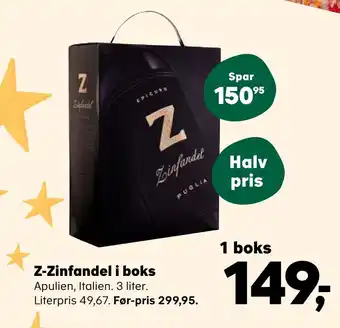 Kvickly Z-zinfandel i boks tilbud