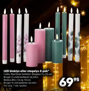 Kvickly Led bloklys eller stagelys 2-pak tilbud