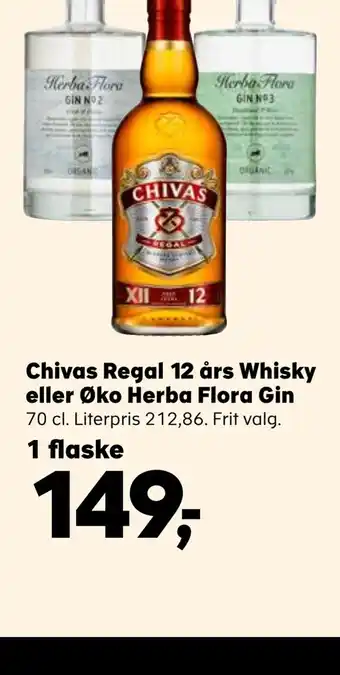 Kvickly Chivas regal 12 års eller øko herba flora tilbud
