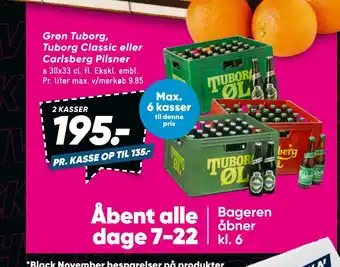 Bilka Grøn tuborg, tuborg classic eller carlsberg pilsner tilbud