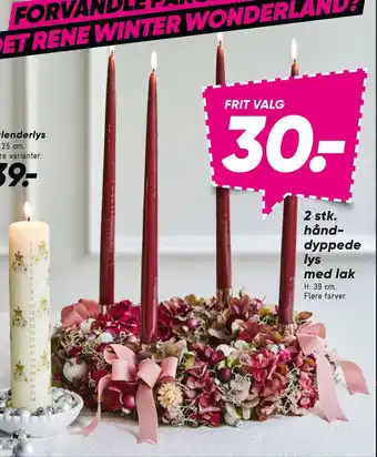 Bilka 2 stk. hånddyppede lys med lak tilbud