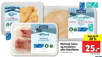 Lidl Mørksej, lakse og torskefars eller fiskefileter tilbud