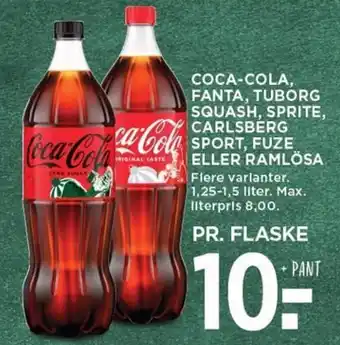 MENY COCA-COLA, FANTA, TUBORG SQUASH, SPRITE, CARLSBERG SPORT, FUZE ELLER RAMLÖSA tilbud