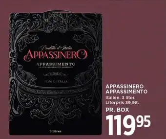 MENY APPASSINERO APPASSIMENTO tilbud