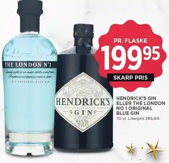 MENY HENDRICK'S ELLER THE LONDON NO 1 ORIGINAL BLUE GIN tilbud