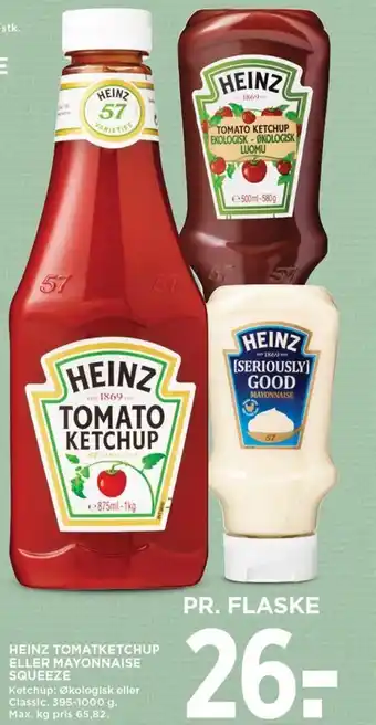 MENY HEINZ TOMATKETCHUP ELLER MAYONNAISE SQUEEZE tilbud