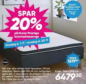 Bilka Spar 20% på huma prestige boxmadrassenge tilbud