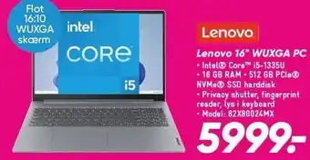 Bilka Lenovo 16'' wuxga pc tilbud