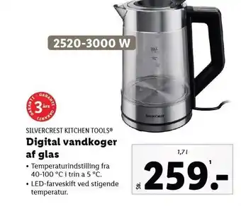 Lidl Silvercrest kitchen tools digital vandkoger af glas tilbud