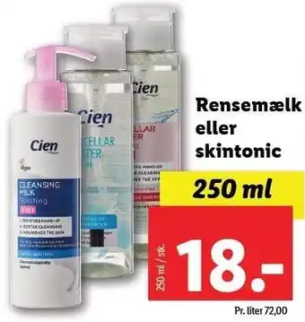 Lidl Rensemælk eller skintonic tilbud