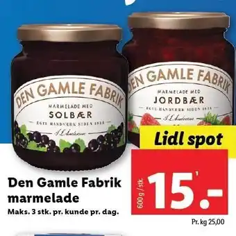 Lidl Den gamle fabrik marmelade tilbud