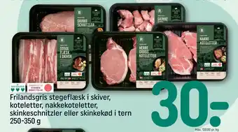 REMA 1000 Frilandsgris stegeflæsk i skiver, koteletter, nakkekoteletter, skinkeschnitzler eller skinkekød i tern tilbud