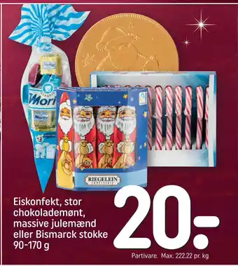 Eiskonfekt, stor chokolademønt, massive julemænd eller bismarck stokke