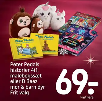 REMA 1000 Peter pedals historier 4i1 malebogssæt eller b beez mor & barn dyr frit valg tilbud