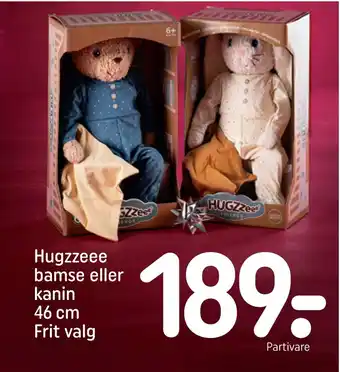 REMA 1000 Hugzzeee bamse eller kanin 46 cm frit valg tilbud