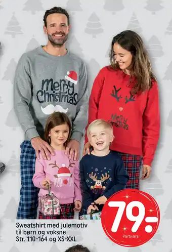 Sweatshirt med julemotiv til børn og voksne str. 110-164 og xs-xxl