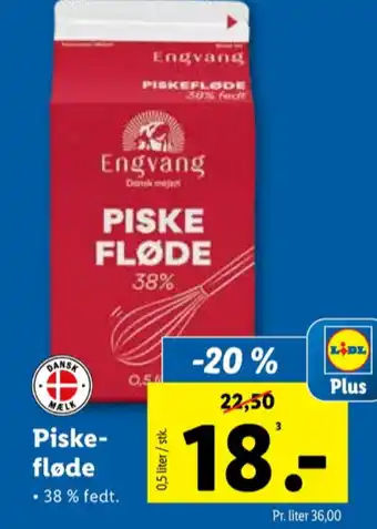 Lidl Engvang piskefløde 38% tilbud