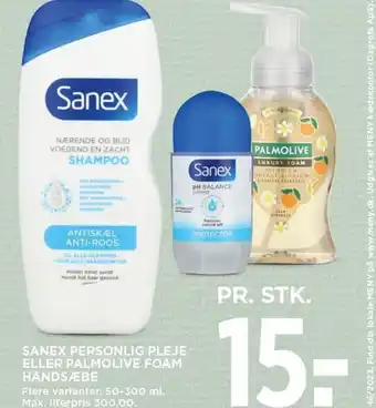 MENY SANEX PERSONLIG PLEJE ELLER PALMOLIVE FOAM HÅNDSÆBE tilbud