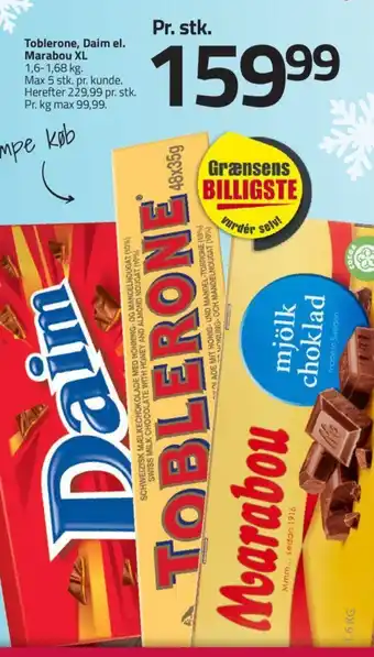 Fleggaard Toblerone, Daim el. Marabou XL tilbud