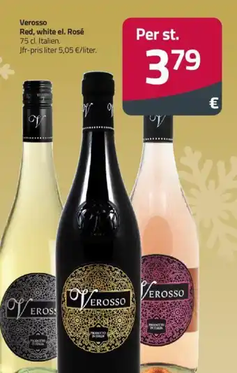 Fleggaard Verosso Red, white el. Rosé 75 cl. tilbud