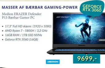 CBC Medion erazer defender p15 bærbar gamer pc tilbud