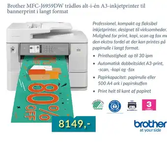 CBC Brother mfc-j6959dw trådløs alt-i-én a3-inkjetprinter til bannerprint i langt format tilbud