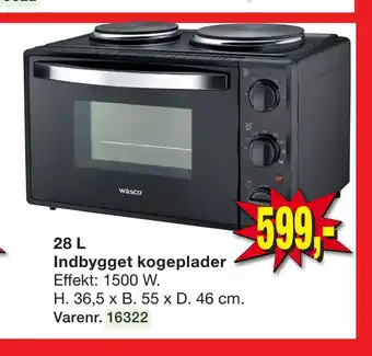 28 l indbygget kogeplader
