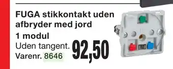 Harald Nyborg Fuga stikkontakt uden afbryder med jord 1 modul tilbud