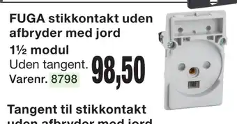 Harald Nyborg Fuga stikkontakt uden afbryder med jord 1½ modul tilbud
